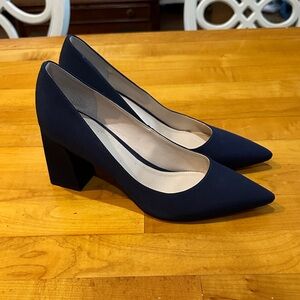 Marc Fisher Navy Pointed Toe Block Heel Pumps